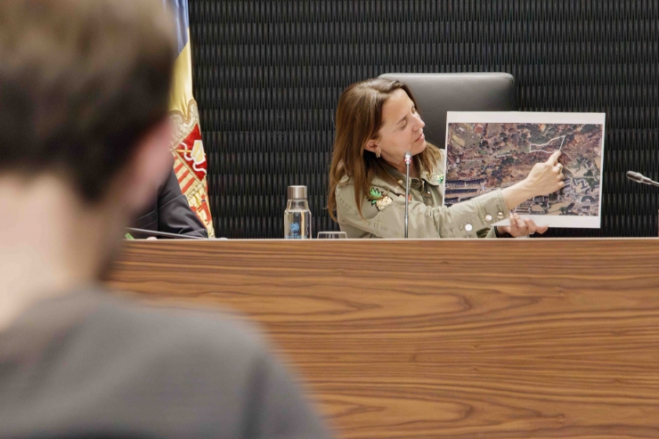 La cònsol major, Rosa Gili, durant la sessió del consell de comú d'Escaldes-Engordany que ha tingut lloc aquest dijous.