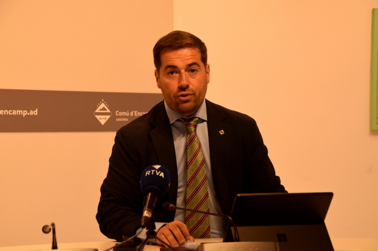 El conseller de Finances, Esports i Reactivació Econòmica, Nino Marot, en roda de premsa posterior a la sessió de consell de comú.