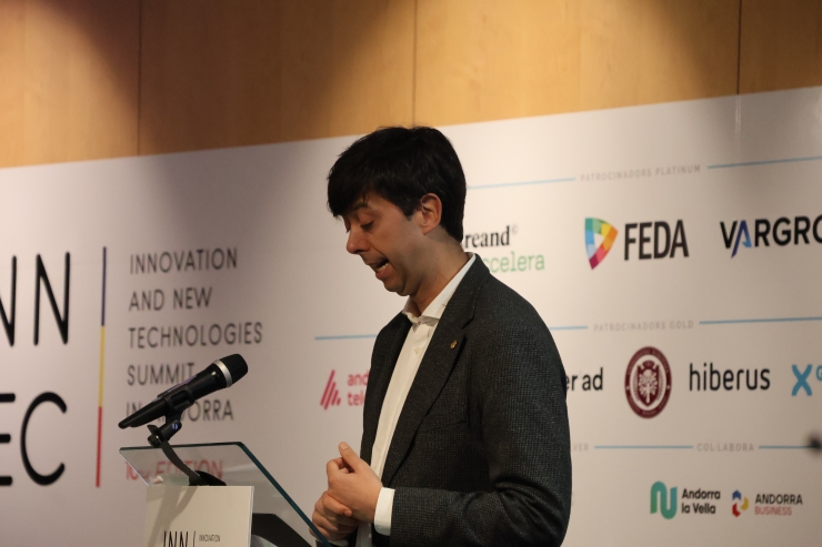 El cònsol major d'Andorra la Vella, Sergi González, durant l'acte.