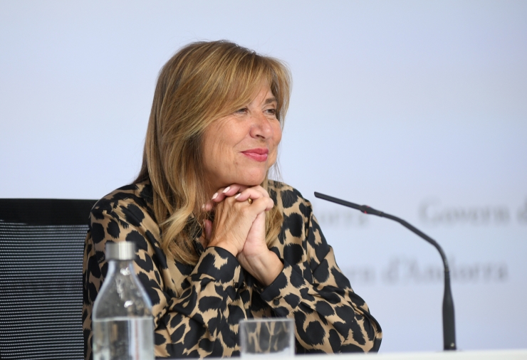 La ministra de Presidència, Economia, Treball i Habitatge, Conxita Marsol, durant la roda de premsa posterior al consell de ministres d'aquest dimecres.