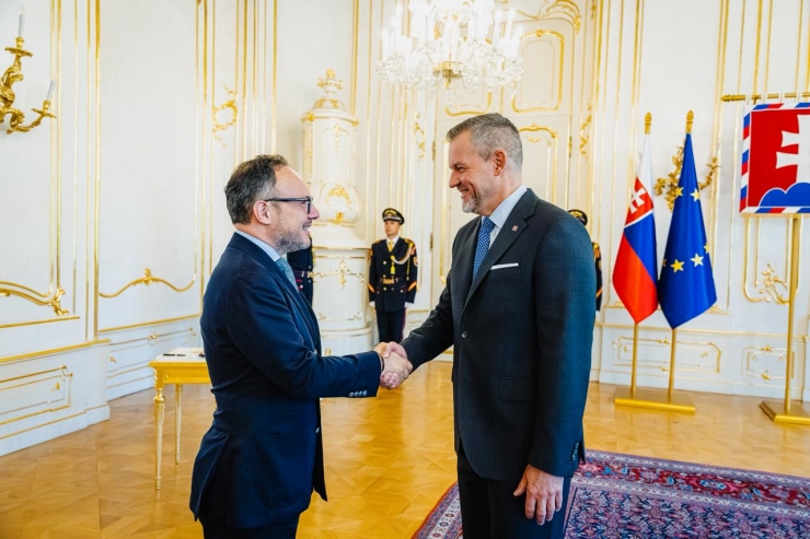 El cap de Govern, Xavier Espot, i el president de la República Eslovaca, Peter Pellegrini.