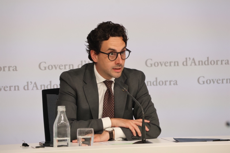 El ministre portaveu, Guillem Casal, durant la roda de premsa.