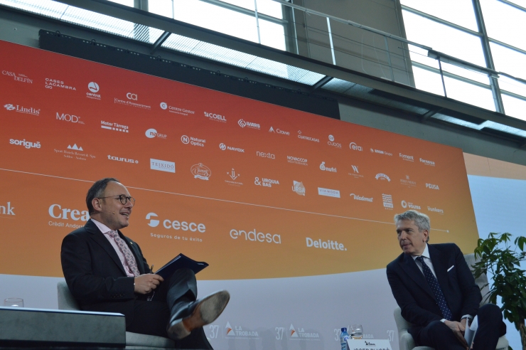 El cap de Govern, Xavier Espot, durant la seva intervenció a la Trobada Empresarial al Pirineu.