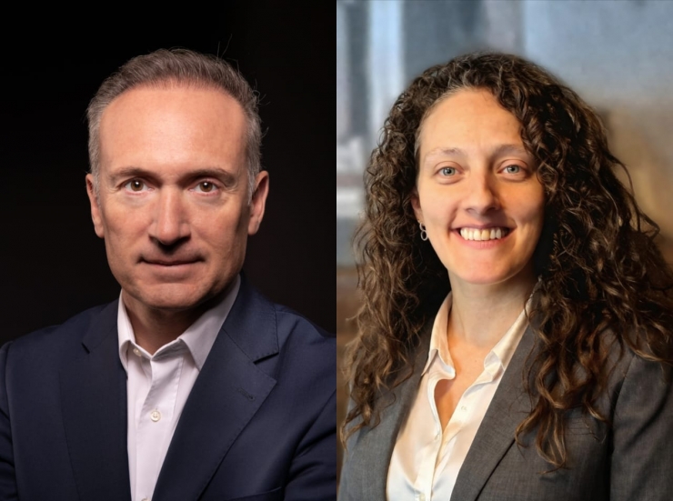 La CEO i cofundadora d'AUMENTIUM, Jessica Rivera, i el responsable del Centre de Benestar i Competències Digitals d'Andorra Digital, Ivan Armengod.