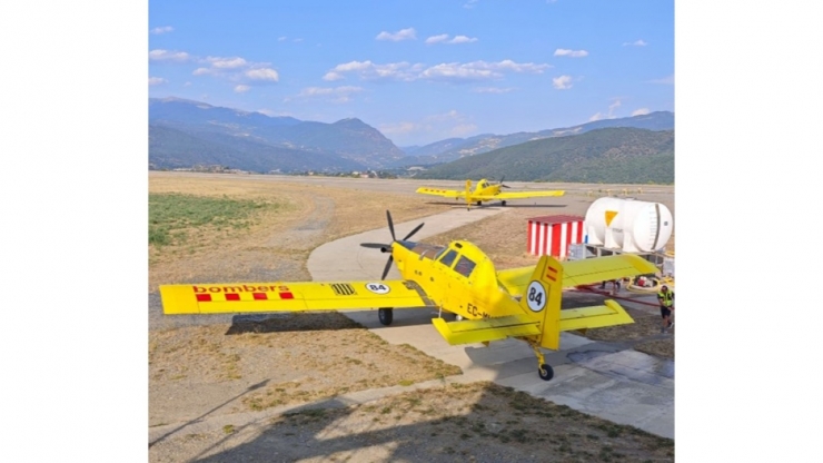 Una avioneta a l'aeroport de la Seu.