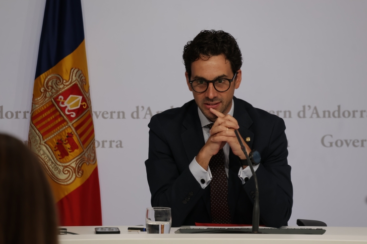 El ministre de Medi Ambient, Agricultura i Ramaderia, Guillem Casal, aquest dimarts en roda de premsa.
 