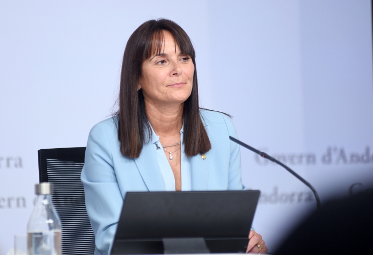 La ministra de Cultura, Joventut i Esports, Mònica Bonell, durant la roda de premsa posterior al consell de ministres.