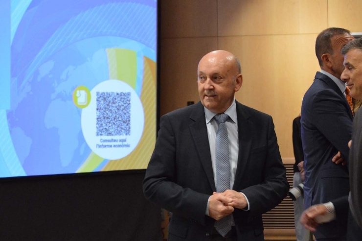 El president de la Cambra de Comerç, Indústia i Serveis, Josep Maria Mas, moments abans de la presentació de l'informe econòmic 2025.