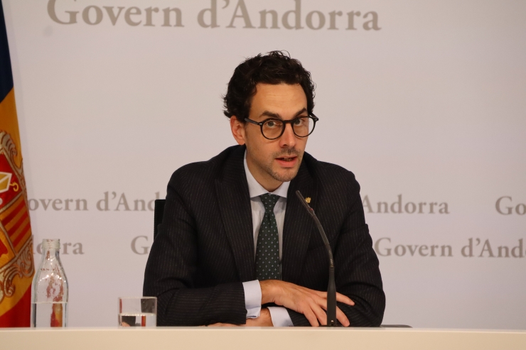 El ministre portaveu, Guillem Casal, durant la roda de premsa posterior al consell de ministres.

